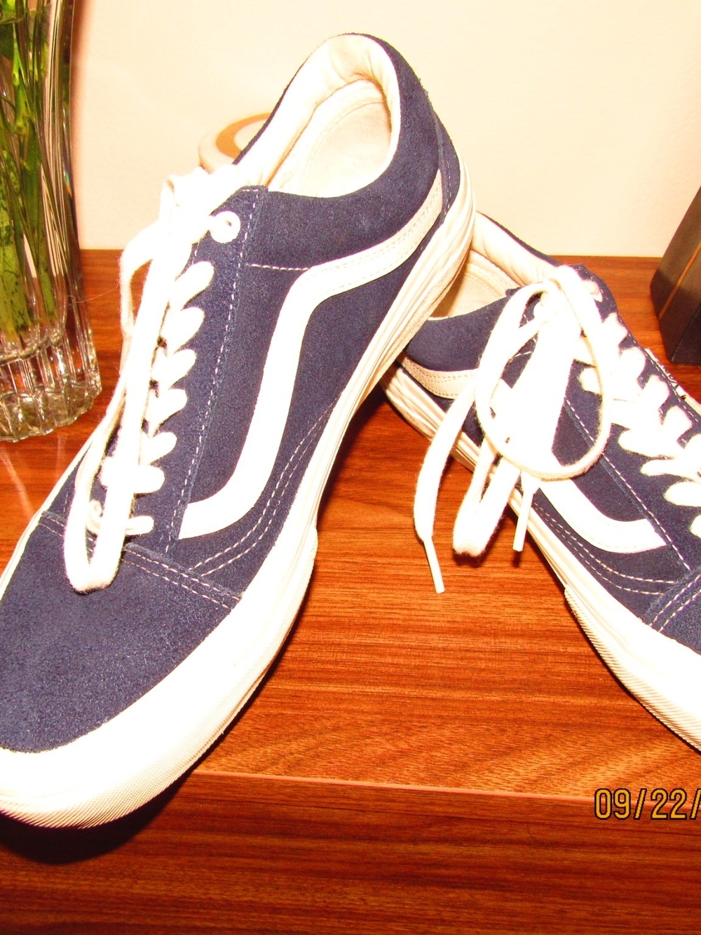 Vans Navy Suede Low-Top Sneakers with White Stripe
